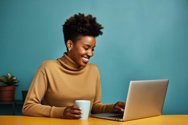 Laptop hairstyle computer looking