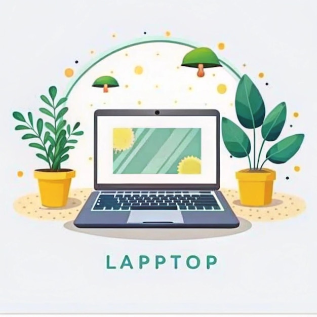 Laptop illustration Photo and floral