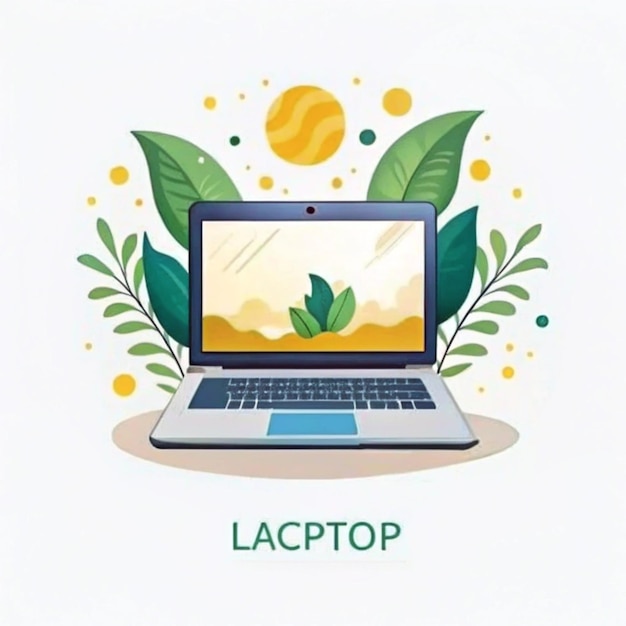 Laptop illustration Photo and floral