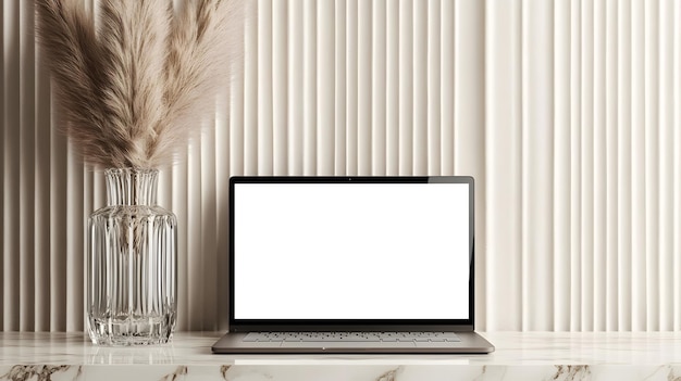 Laptop Mockup with Minimalist Decor