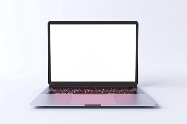 Laptop Mockup with White Screen Front View Isolated on White