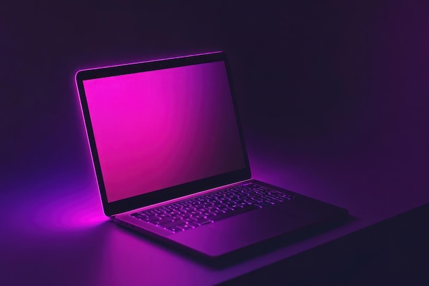 Laptop in Neon Light