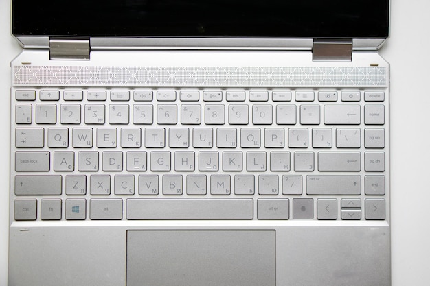 Laptop and notebook computer keyboard closeup texts keys