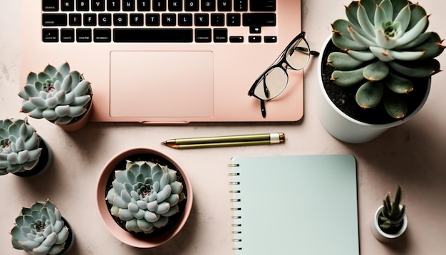 A laptop, a pen, a pen, and a cup of coffee sit on a desk.