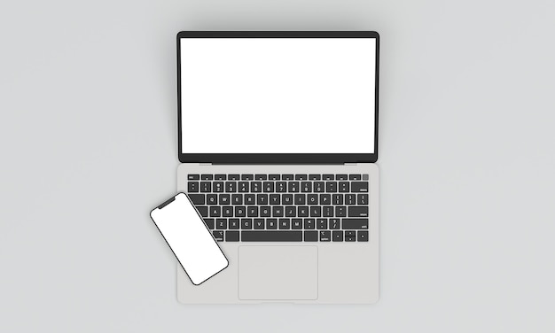 Laptop and Phone Mockup Top View