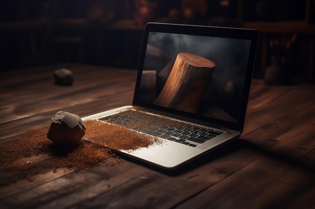 a laptop screen with a coconut and a coconut on the screen