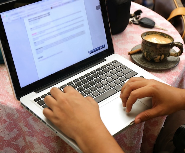 Laptop on table