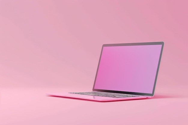 Laptop template isolated on pink background Mockup