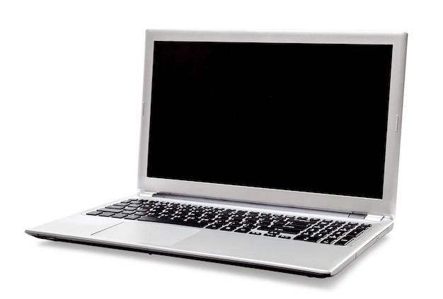 Laptop with blank screen. Isolated  background