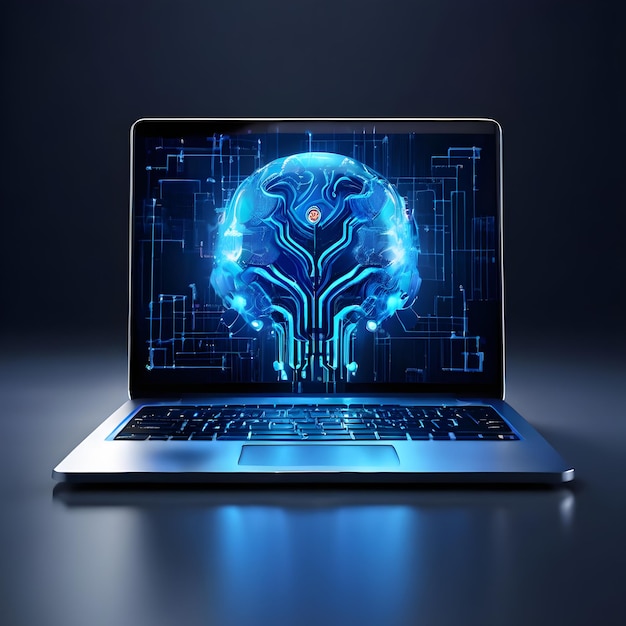 a laptop with a blue background that says alien on the screen