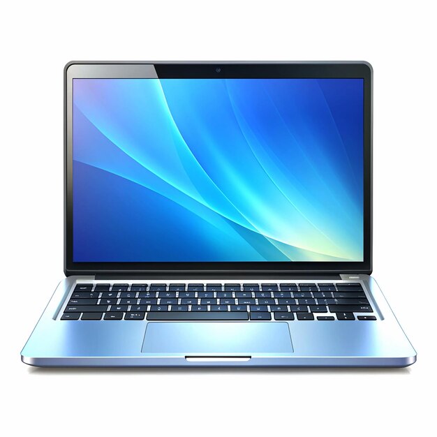 a laptop with a blue screen that says macbook pro