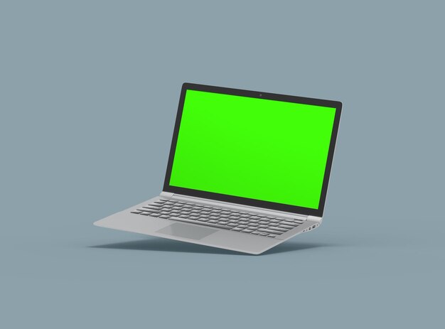 Laptop with changeable green screen for UIUX Product Showcase3D Render