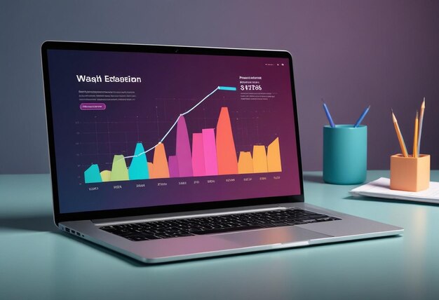 a laptop with a chart that says watch on the screen