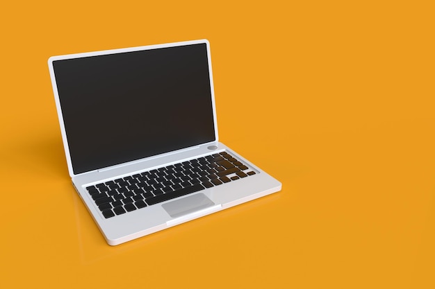 Laptop with Digital Blank Screen Isolated on Orange Background 3d Rendering