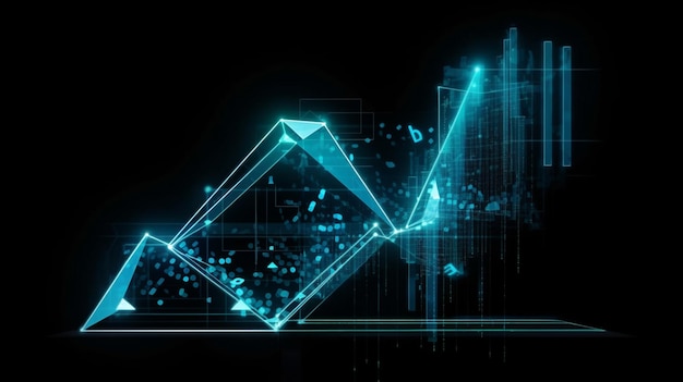 Laptop with glowing business chart on screengenerative ai