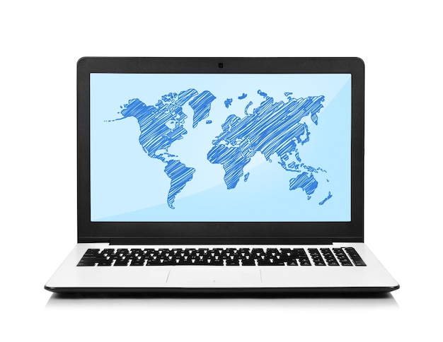 Laptop with map