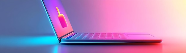 Photo a laptop with a purple background and a purple background