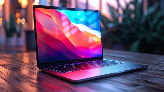 a laptop with the rainbow colors on it