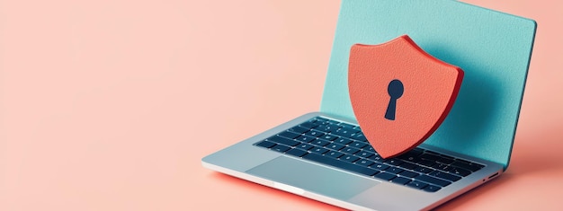 Photo a laptop with a red lock on it concept of security and protection