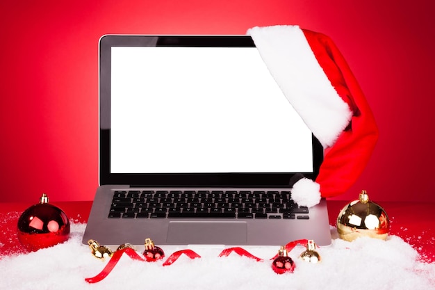 Laptop With Santa Hat