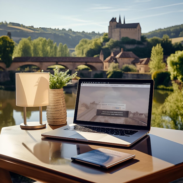 a laptop with a screen that says " a " on it.