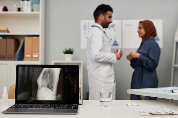 Laptop with xray scan at doctors office