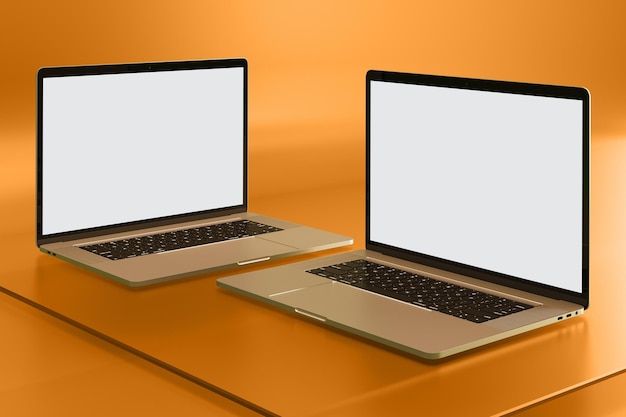 Laptops Right Side On Glass Background