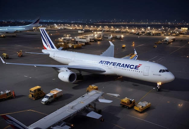 a large airfrance plane is parked on the runway