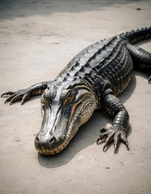 a large alligator with a sign that says  iguana