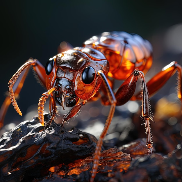 a large ant with a large ant on its face