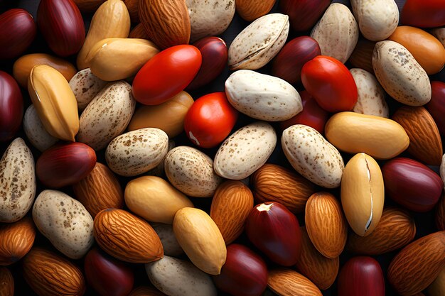 large assortment of different types of nuts vegan food natural vitamins