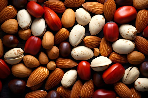 large assortment of different types of nuts vegan food natural vitamins