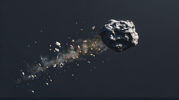 Photo a large asteroid breaks apart in space creating a cloud of dust and debris