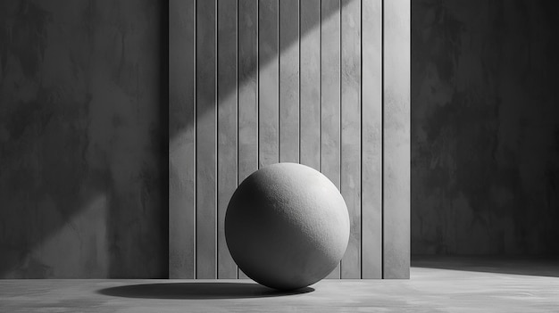 a large ball sits in front of a wall with a large ball on it