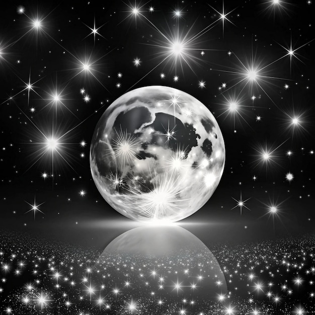 Photo a large ball of stars and the moon on a black background