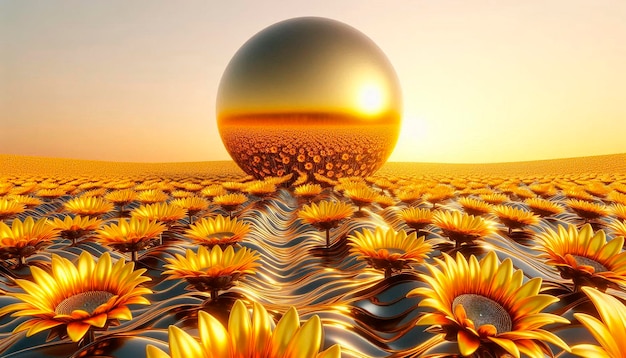 Photo a large ball of sunflowers is surrounded by a sunflower