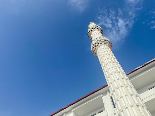 Large beautiful high muslim mosque islamic temple for prayers to god allah with high religion towers