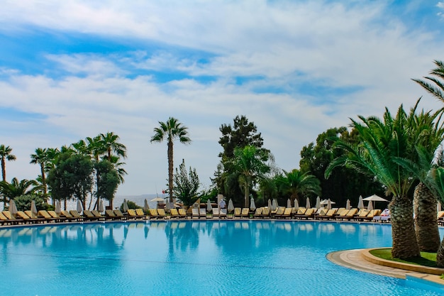 Large beautiful pool without people in larnaca in cyprus