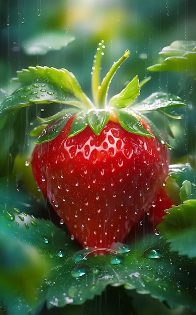 A large and beautiful strawberry fruit