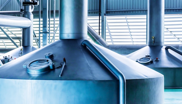 Photo large beer boiler in the brewery