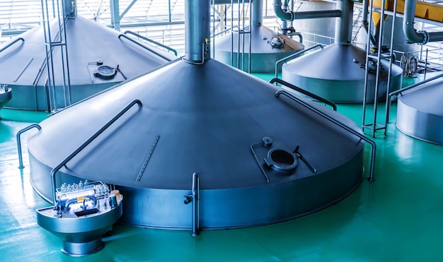 Photo large beer boiler in the brewery