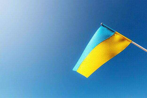 Large bicolor yellow blue Ukrainian state flag Independence Constitution Day