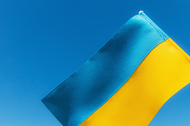 Large bicolor yellow blue Ukrainian state flag Independence Constitution Day