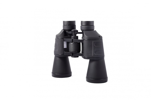 Large black binoculars isolated on white background