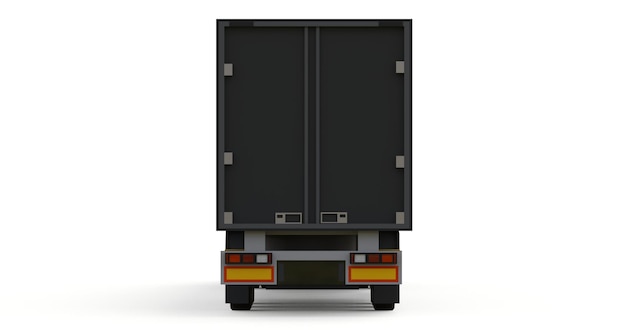 Large black truck with a semitrailer. Template for placing graphics. 3d rendering.