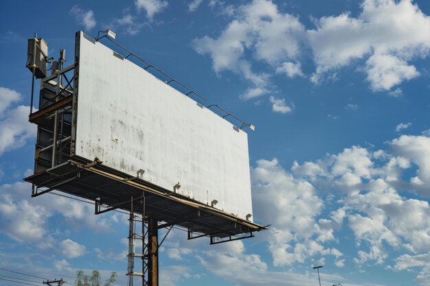 Large blank billboard displaying against beautiful cloudy sky