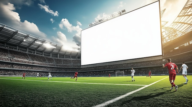 Large Blank Billboard on Sports Field During Match