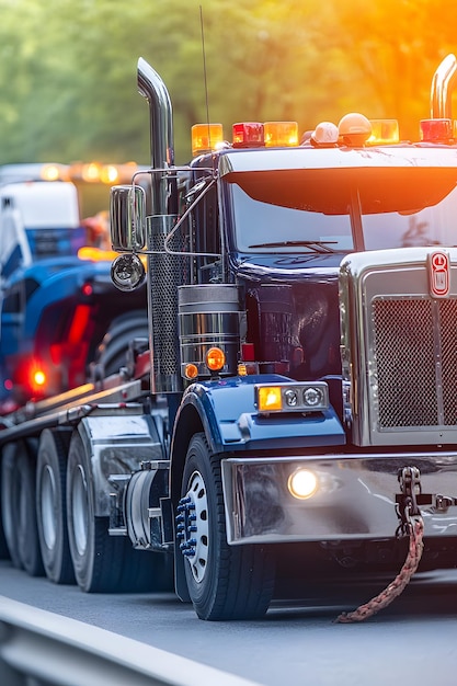 Photo a large blue and white truck with the word fire on the front