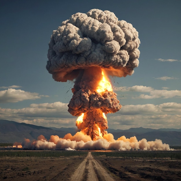 a large bomb explosion in the form of a mushroom cloud