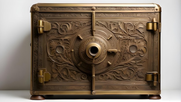 a large brass door with a gold knob on it